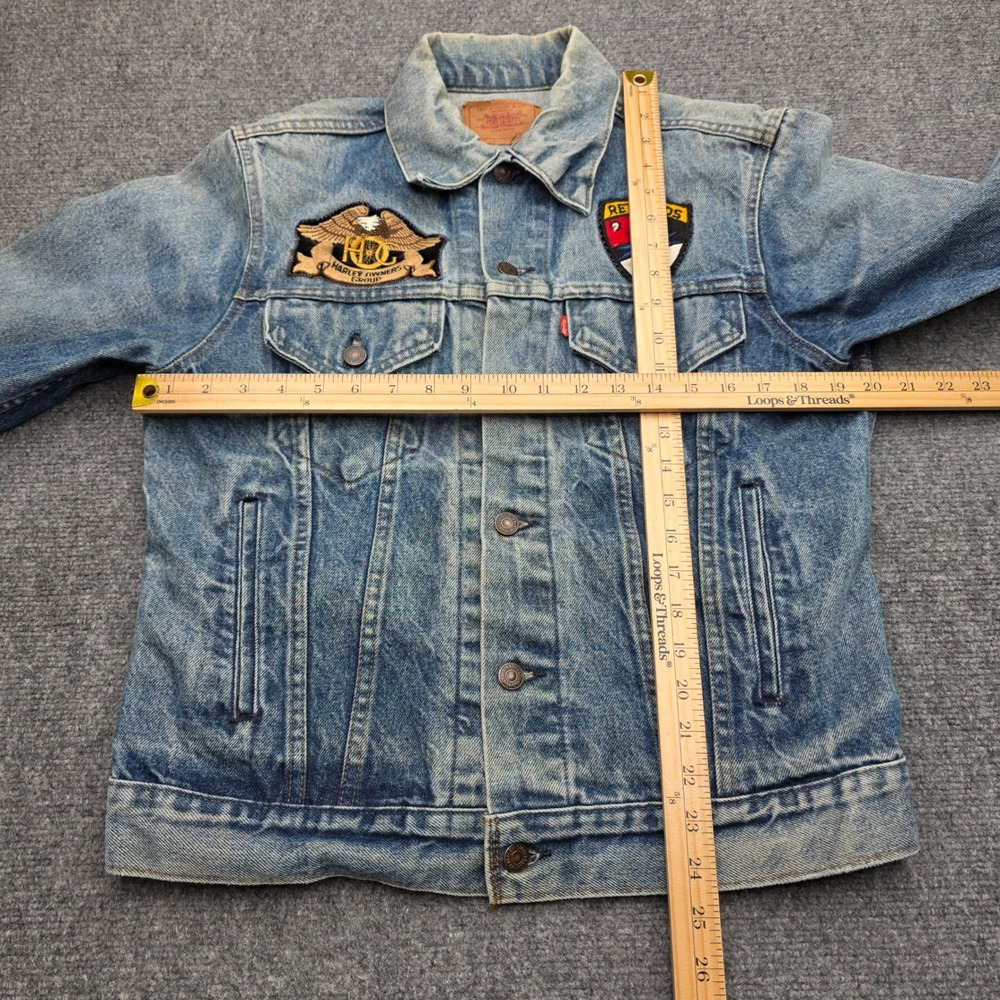 Vintage 1984 Levis 70506 Denim Trucker Jacket 40 USA Harley Biker Patch HOG - Picture 4 of 9